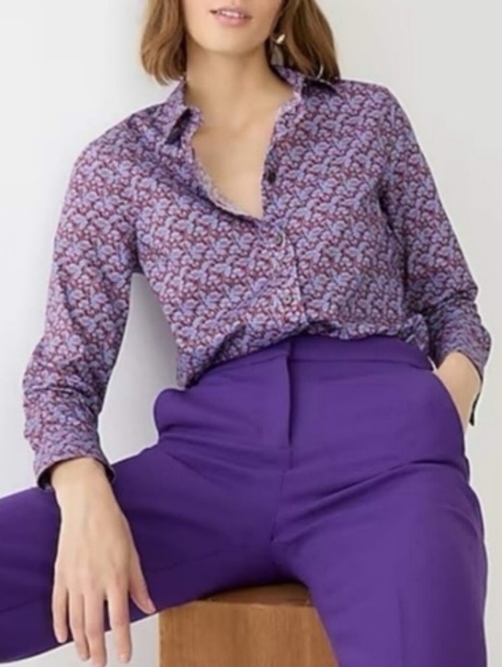 J. Crew Liberty Slim-Fit Shirt Toutouayette Fabric Women's Size 4 Floral Preppy